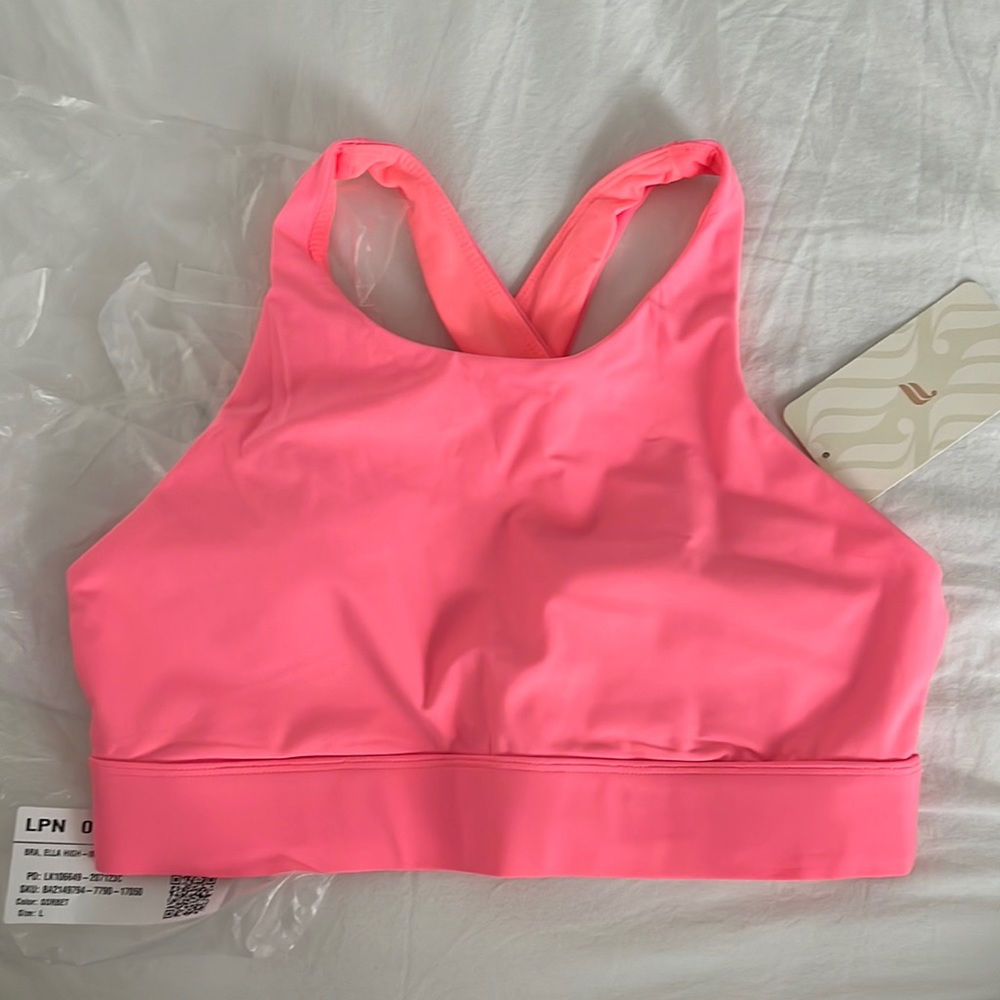 Fabletics Ella High Impact Sports Bra II, Large, Sorbet